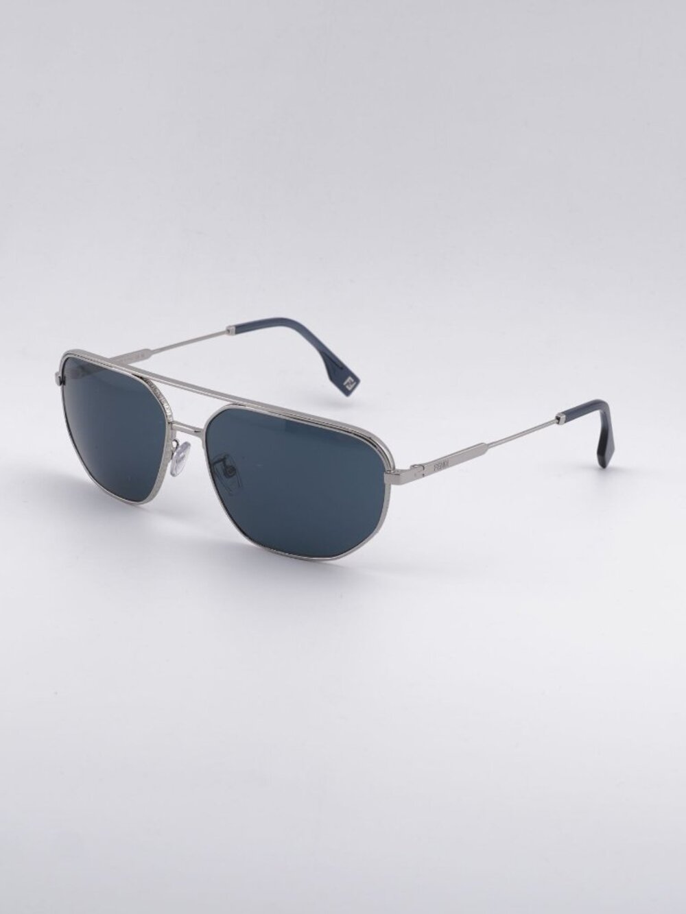 Fendi FE40154U 16A Sunglasses Silver Aviator Frame, Grey Lenses